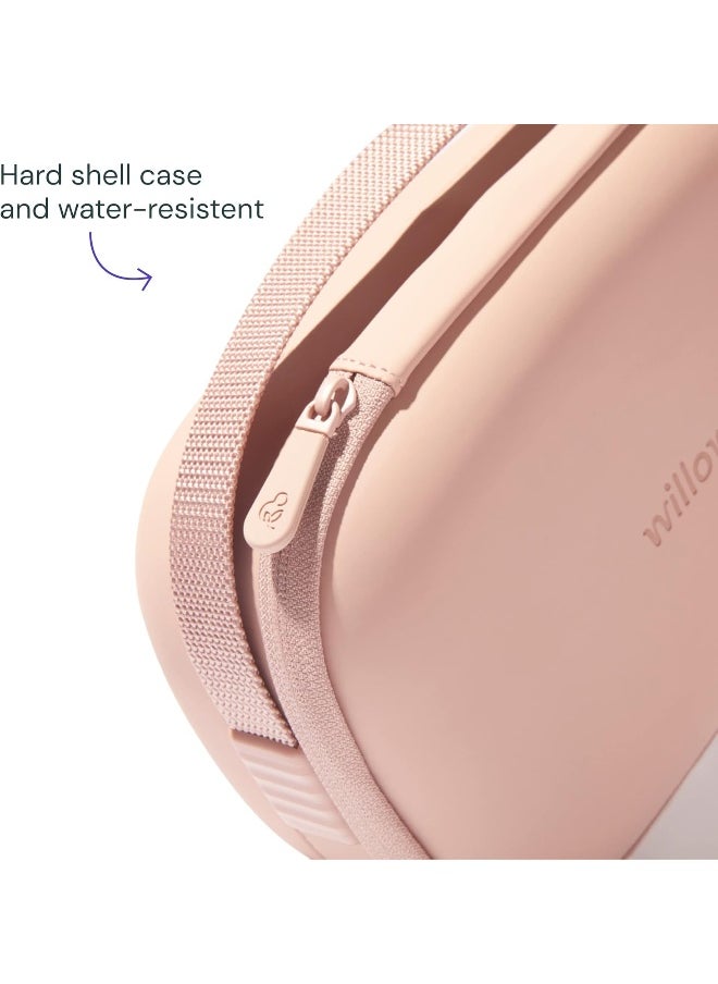 Willow Breast Pump Carrying Case, Dusty Pink, Use with Hands Free Wearable Breast Pumps, Ultra Durable Hard Shell Breast Pump Case with Removable Tray, Compact and Discreet