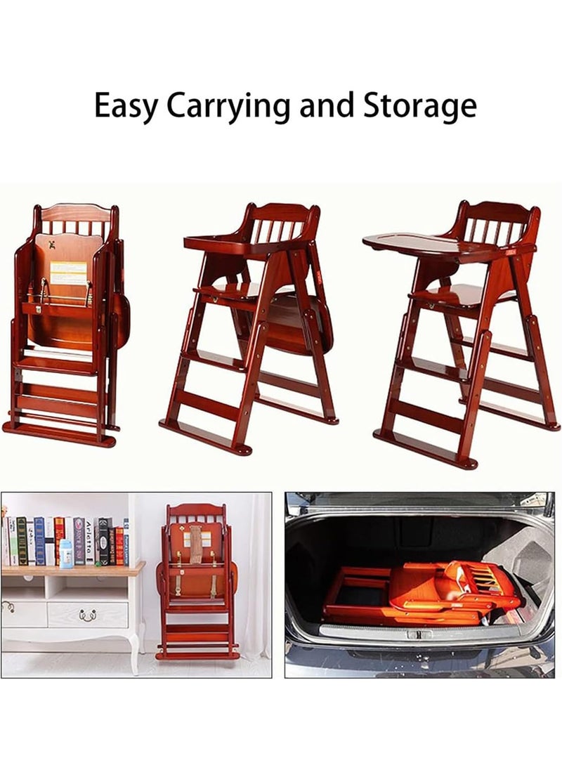 Wooden Baby High Chair  with Adjustable Height and foldable Smooth wood surface allows easy cleaning.
