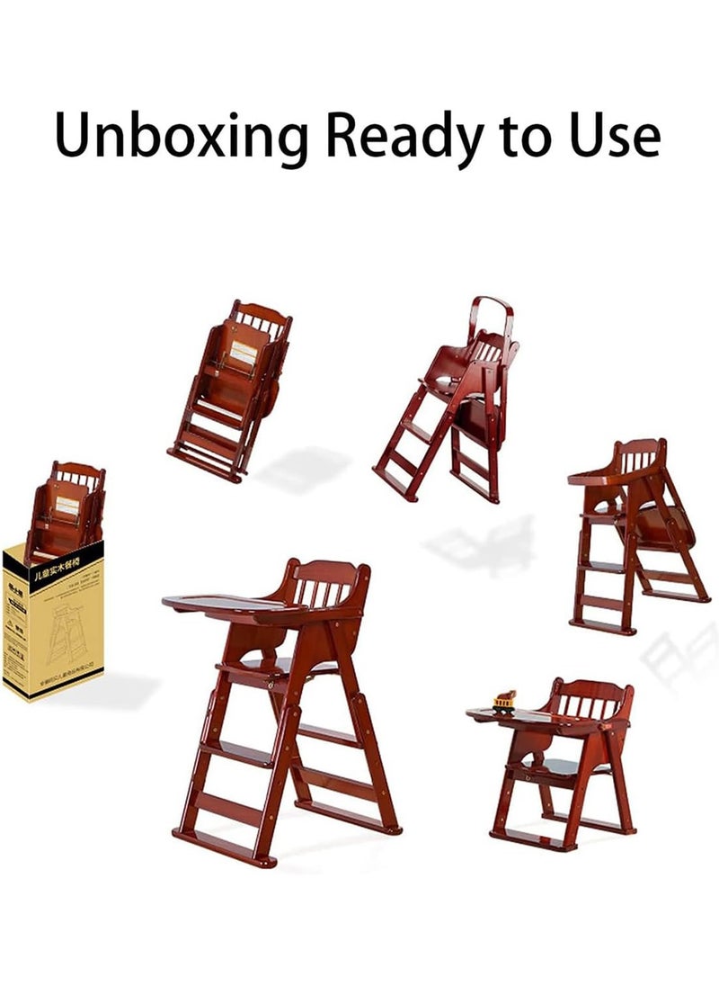 Wooden Baby High Chair  with Adjustable Height and foldable Smooth wood surface allows easy cleaning.