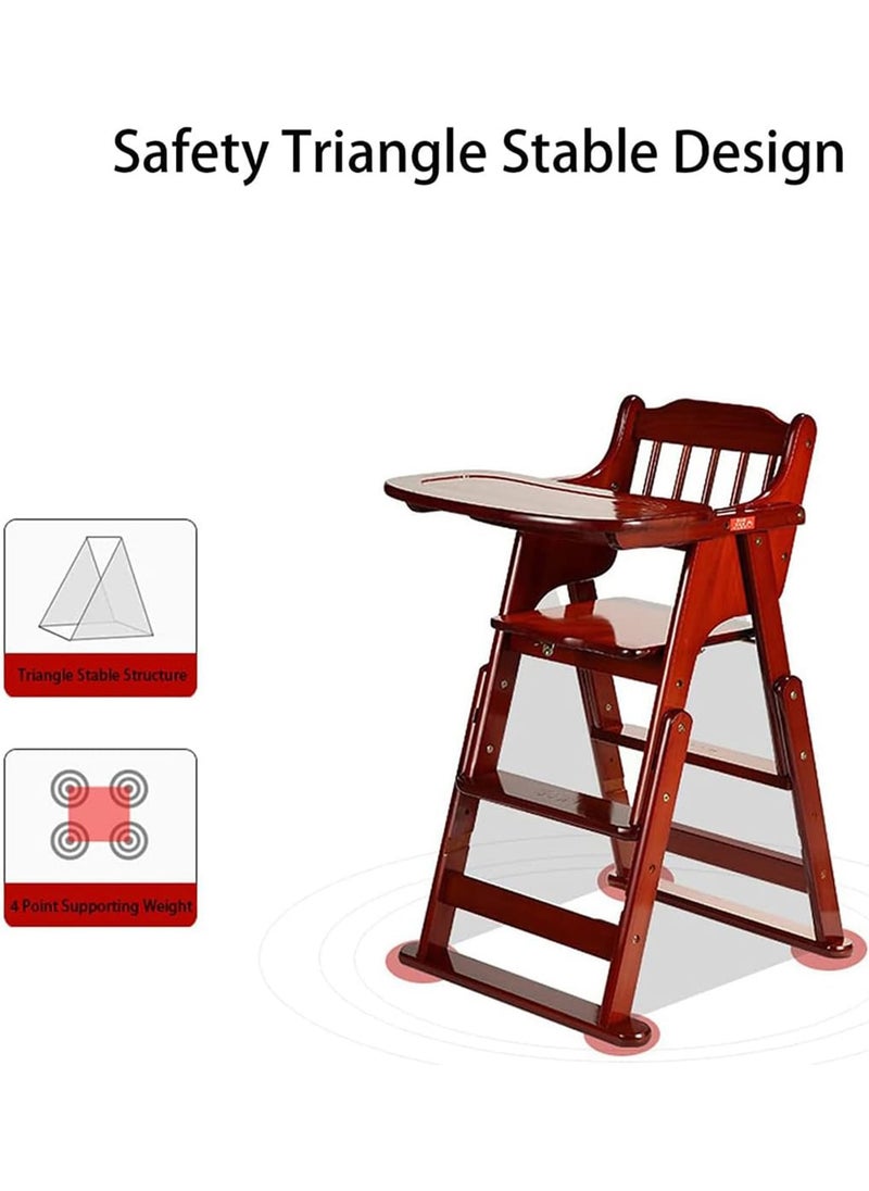 Wooden Baby High Chair  with Adjustable Height and foldable Smooth wood surface allows easy cleaning.