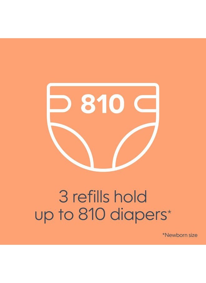 Bags Refills 270 Count (Pack of 3) Clean Laundry Scent | Diaper Pail Refills with Max Odor Lock | Holds up to 810 Newborn Diapers