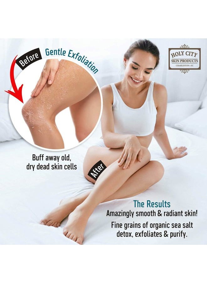 Exfoliating Body Scrub - Pure Dead Sea Salt Scrub for Hands and Body, 16 fl oz Hydrating Moisturizing Skin Care for Body Acne, Eczema, Wrinkles (Ginger Verbena)