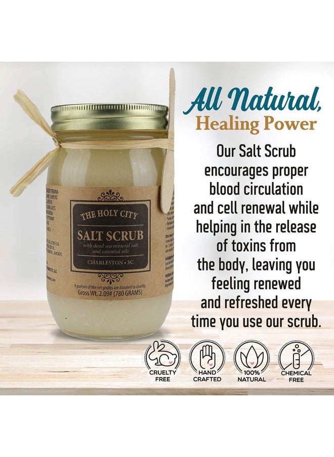 Exfoliating Body Scrub - Pure Dead Sea Salt Scrub for Hands and Body, 16 fl oz Hydrating Moisturizing Skin Care for Body Acne, Eczema, Wrinkles (Ginger Verbena)