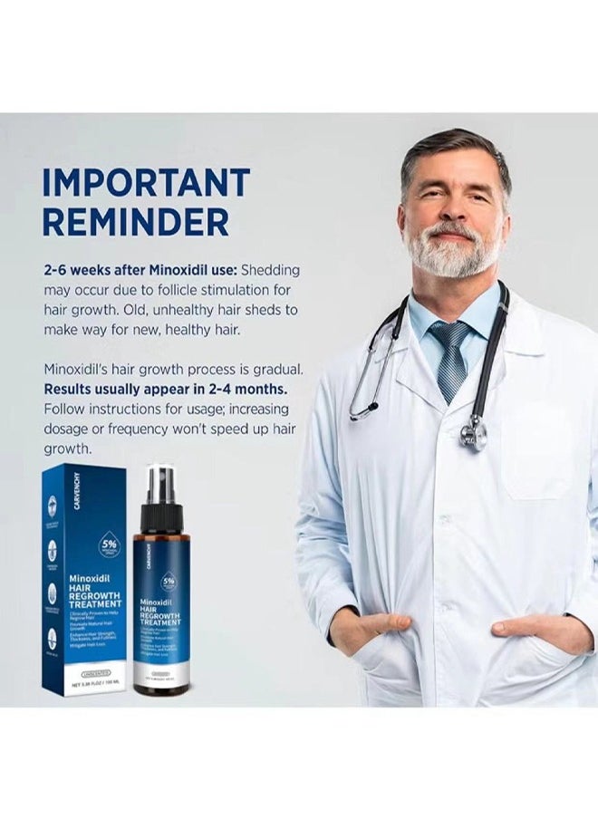 Minoxidil Hair Regrowth Treatment,Hair Growth Serum 5% Minoxidil for Men and Women,Hair Regrowth Treatment for Stronger Thicker Longer Hair - With Biotin - Help to Stop Thinning and Loss Hair 3.38fl.oz/100ml