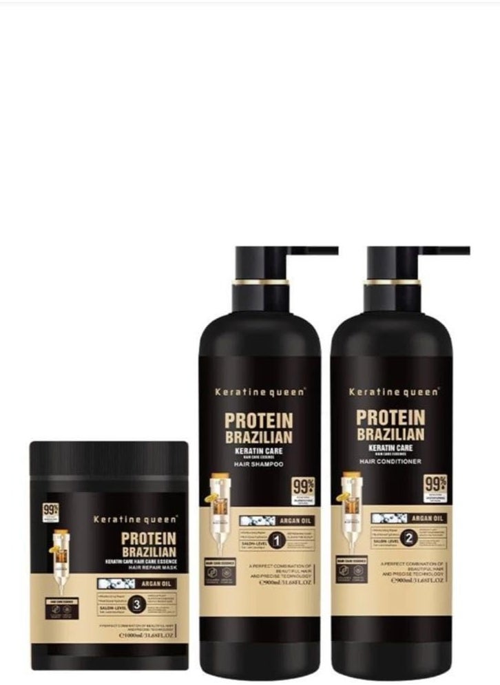 Protein Brazilian Keratin Hair Shampoo, Conditioner, and Mask Set