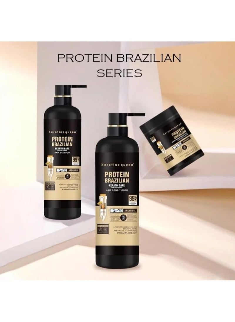 Protein Brazilian Keratin Hair Shampoo, Conditioner, and Mask Set