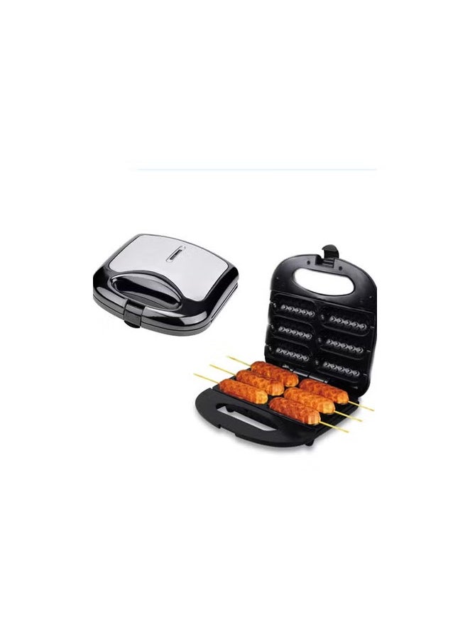 Corn Dog Waffle Maker Sandwich Maker Hot Dog Waffle Machine With Non-Stick Coating Plate Hot Dog Maker Toaster Make 6 Corn Dogs Corn Dog Waffle Machine Make Corn Dog In Minutes Easy To Clean, Black