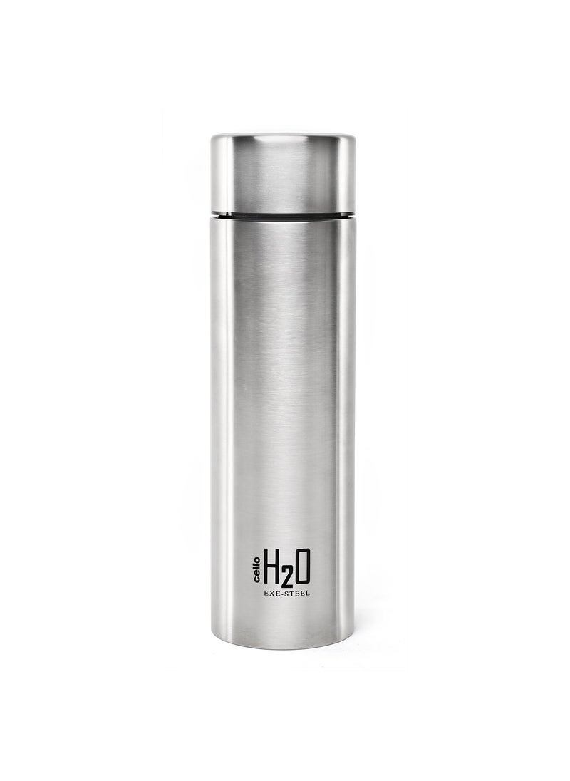 CELLO H2O Stainless Steel Water Bottle | Leak proof & break-proof | Lid is sealed by a silicone ring | Best Usage for Office/School/College/Gym/Picnic/Home/Fridge |1 Litre | Silver, Set of 5