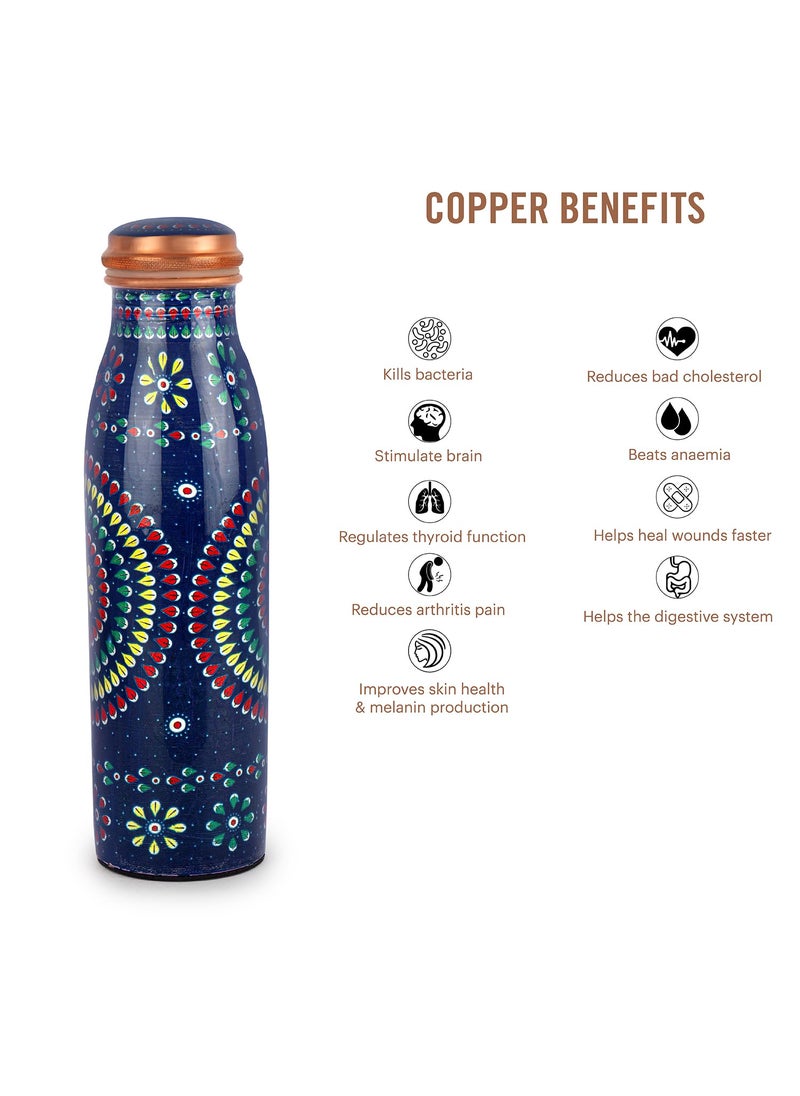 Cello Cop-Pura Good Earth Copper Water Bottle, 1000ml, 1pc, Mandala