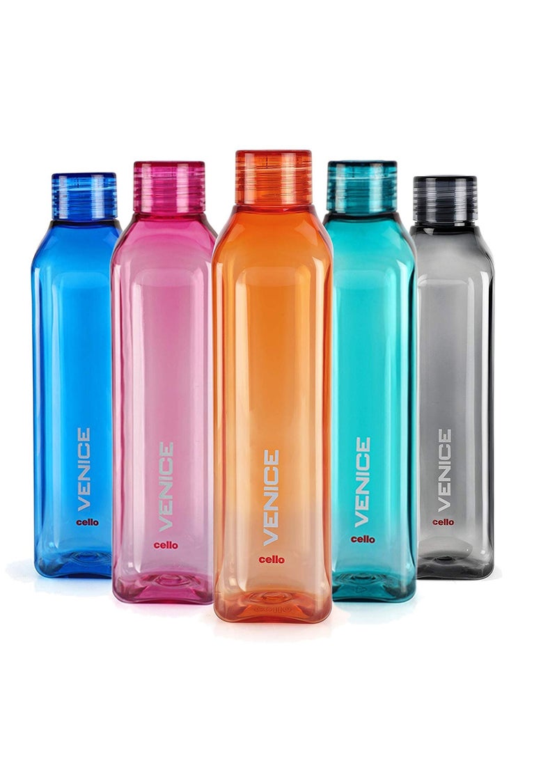 Cello Venice Water Bottle, 1000 ml, Set of 5 Multicolor