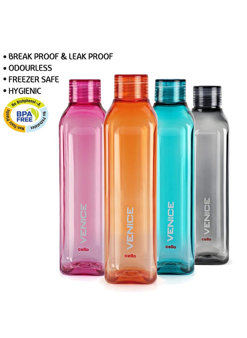 Cello Venice Water Bottle, 1000 ml, Set of 5 Multicolor