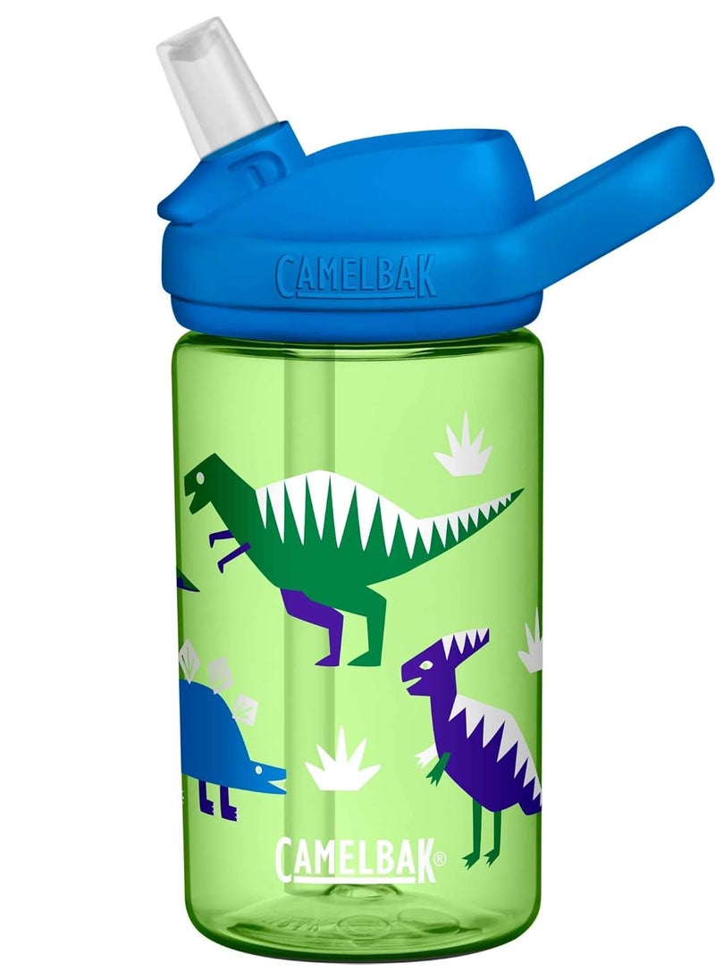 CamelBak eddy+ 14 oz Kids Water Bottle with Tritan Renew – Straw Top, Leak-Proof When Closed, Hip Dinos