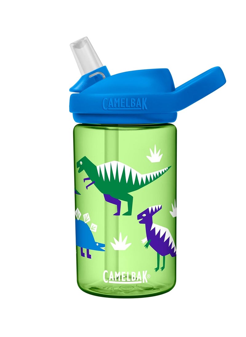 CamelBak eddy+ 14 oz Kids Water Bottle with Tritan Renew – Straw Top, Leak-Proof When Closed, Hip Dinos