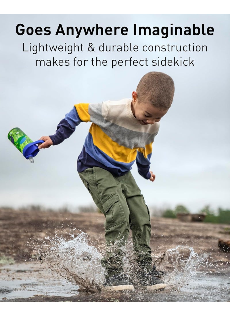 CamelBak eddy+ 14 oz Kids Water Bottle with Tritan Renew – Straw Top, Leak-Proof When Closed, Hip Dinos