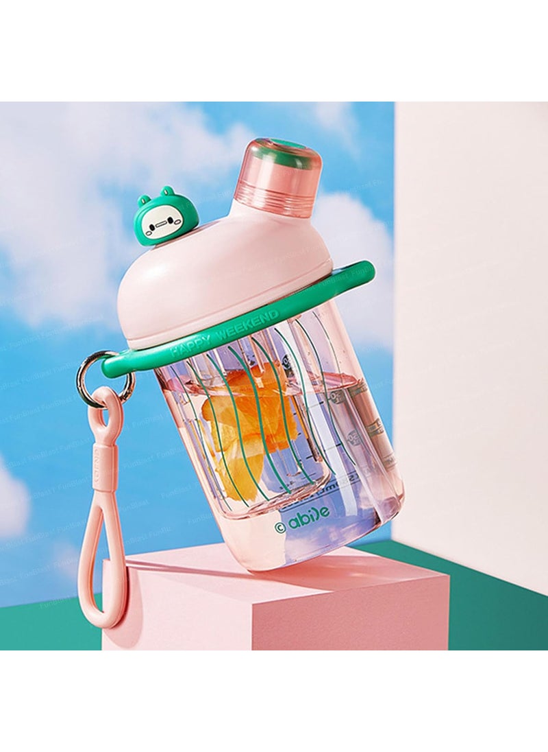 FunBlast Water Bottle for Kids & Adults – 580 Ml Cute Double Drinking Water Cup with Straw, Spill-Proof Durable Non-Toxic Water Bottle for School, Office, Sports, School, Gym, Yoga (Pink)