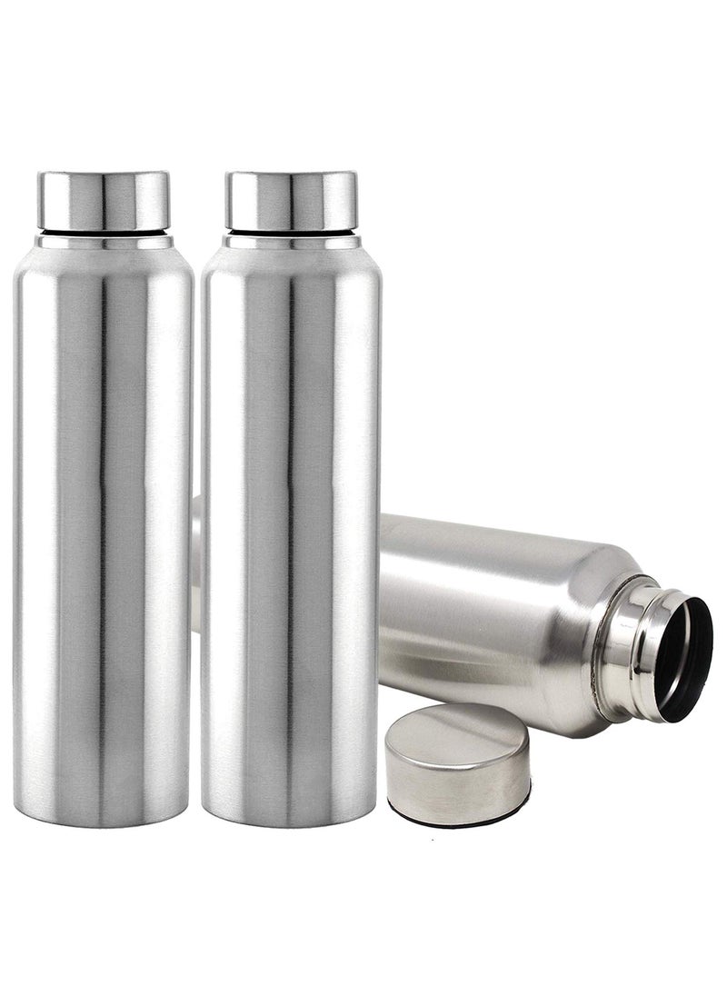 Kuber Industries Eagle Stainless Steel 3 Pieces Fridge Water Bottle/Refrigerator Bottle/Thunder, 1000 ML (Silver)-CTKTC043555
