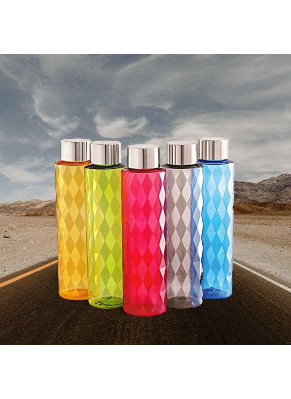 Cello Diamond Plastic Water Bottle 1000ml, Set of 5 Assorted