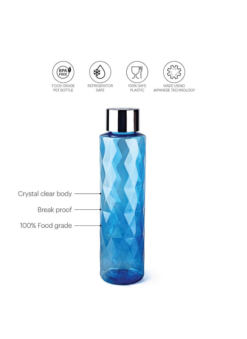Cello Diamond Plastic Water Bottle 1000ml, Set of 5 Assorted