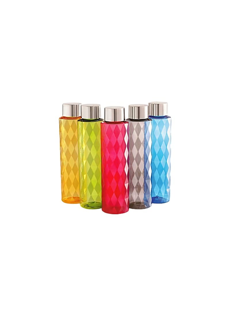 Cello Diamond Plastic Water Bottle 1000ml, Set of 5 Assorted