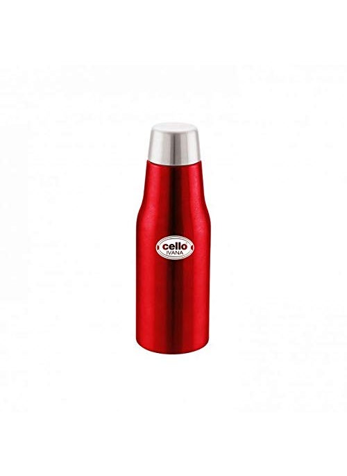 Cello Ivana Stainless Steel Double Walled Water Bottle, Hot and Cold, 500ml, 1 Unit, Red