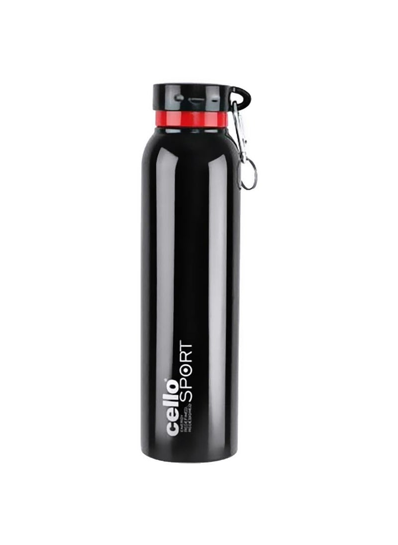 Cello Beatle Stainless Steel Double Walled Water Bottle, Hot and Cold, 550ml, 1pc, Black