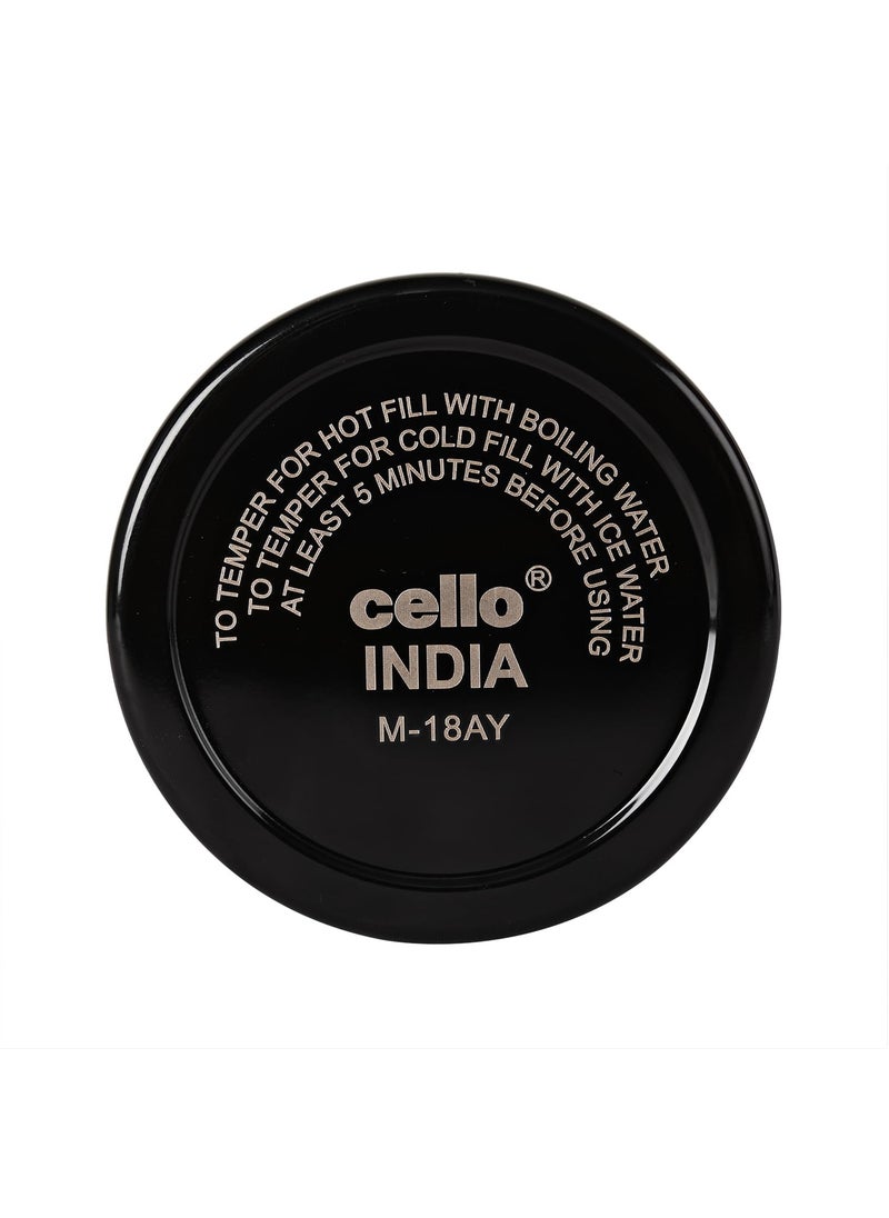 Cello Invictus Stainless Steel Double Walled Bottle, Hot and Cold, 700ml, Black | Vacusteel Water Flask with Durable DTP Coating | Leak Proof Flask for Beverages | Ideal for Home, Travel, Office