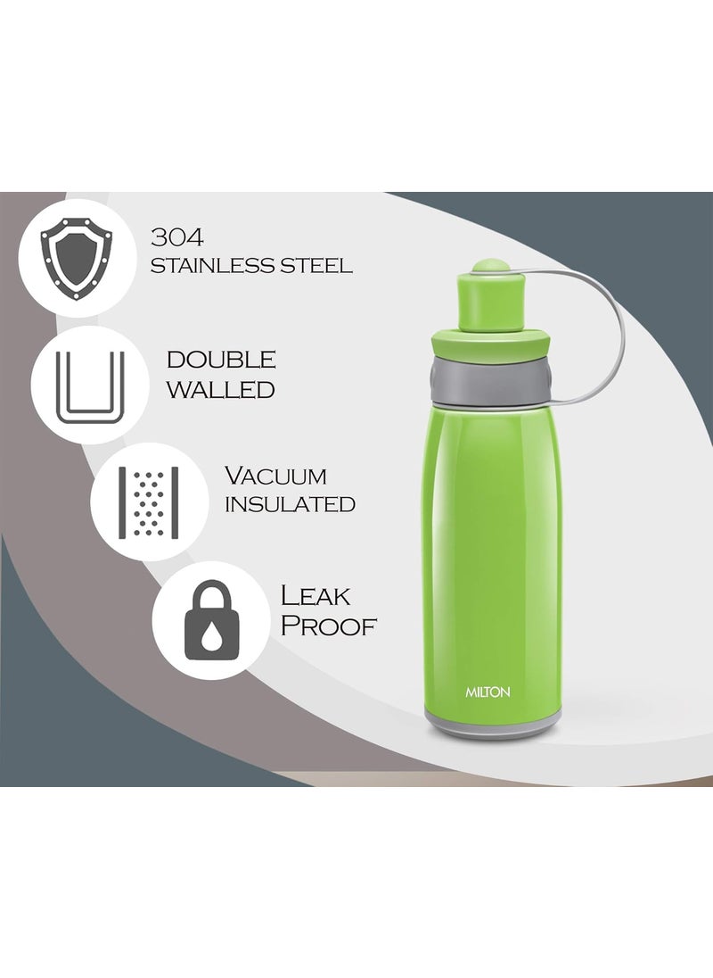MILTON Bravo 400 Stainless Steel Sports Water Bottle, 400 ml/72 mm, Green