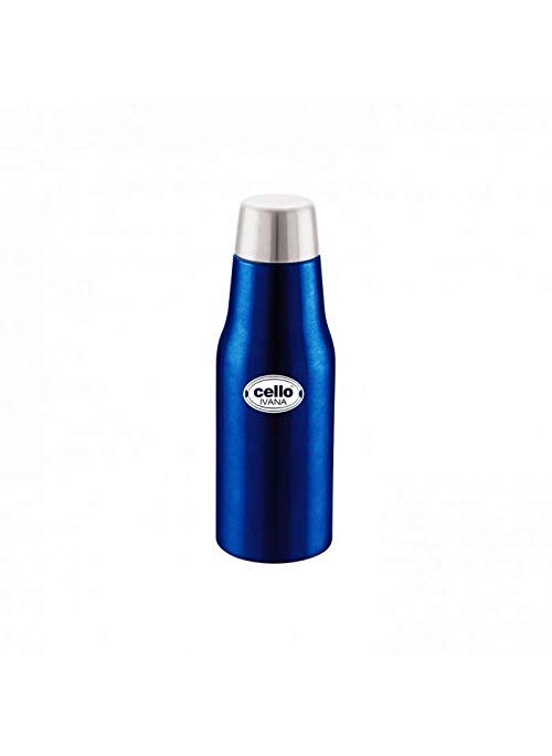 CELLO Ivana Stainless Steel Double Walled Water Bottle, Hot and Cold, 500ml, 1 Unit, Blue