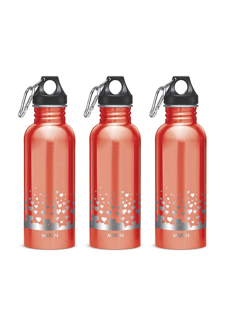 MILTON Alive 750 Stainless Steel Water Bottle, Set of 3, 750 ml Each, Red | Leak Proof | Office Bottle | Sports Bottle | Home | Kitchen | Hiking | Treking Bottle | Travel Bottle | Easy to Carry