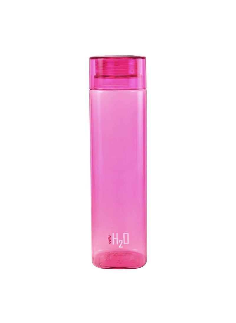 CELLO H2O Squaremate Plastic Water Bottle | Lid is sealed by a silicone ring | Leak proof & break-proof |Best Usage for Office/School/College/Gym/Picnic/Home/Fridge | 1 Liter | Pink, Set of 4