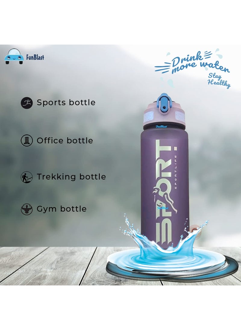 FunBlast Water Bottle 500 ML – Stylish Unbreakable Water Bottle Leak Proof Durable BPA Free Non-Toxic Sports Water Bottle for Home, Office, Gym, Trekking (Purple)