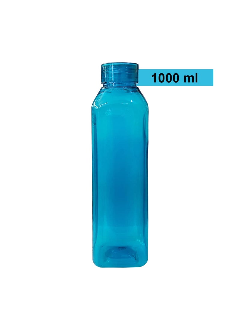 Kuber Industries Square BPA Free Plastic Water Bottles | Unbreakable, Leak Proof, 100% Food Grade Plastic | For Kids & Adults | Refrigerator Plastic Bottle Set of 6 | Blue