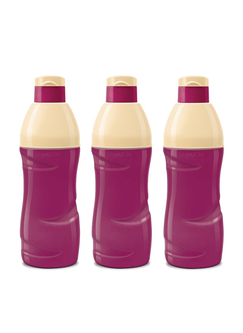 Milton Kool Crony 600 Insulated Water Bottle, Set of 3, 500 ml Each, Purple