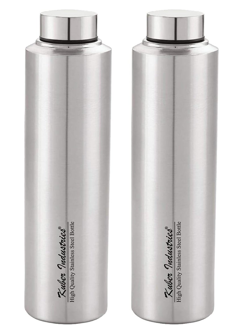 Kuber Industries Stainless Steel 2 Pieces Fridge Water Bottle, 700 ML (Silver)