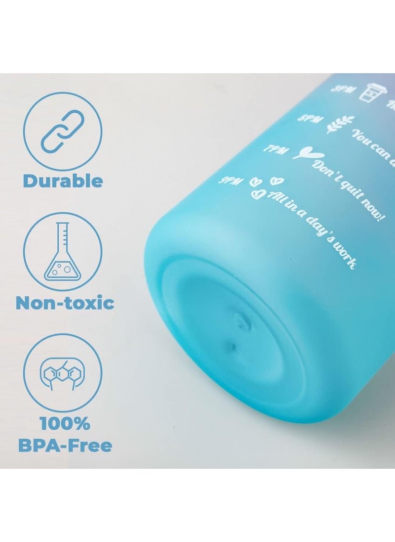 Kuber Industries 2 Litre Motivational Plastic Sipper Water Bottle with Water Tracker & Time Marker, Leakproof, BPA Free, Fitness Sports Water Bottle with Measurements (Gradient Blue & Purple, 1 Piece)