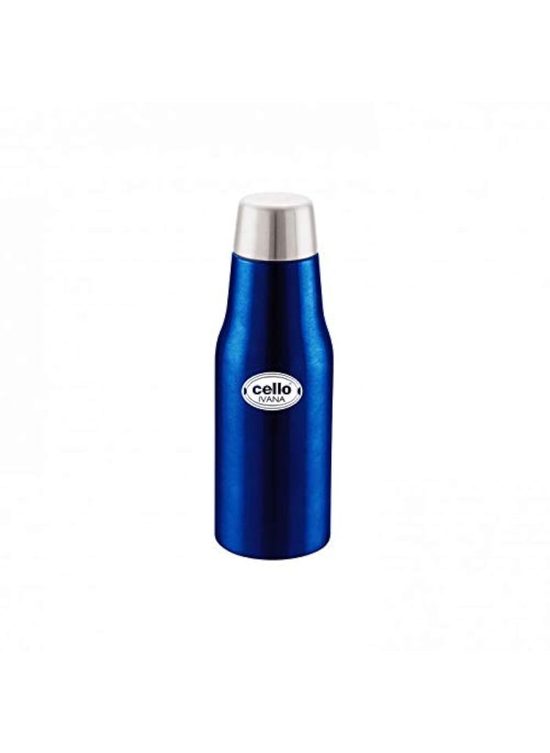 Cello Ivana Stainless Steel Double Walled Water Bottle, Hot and Cold, 350ml, 1 Unit, Blue