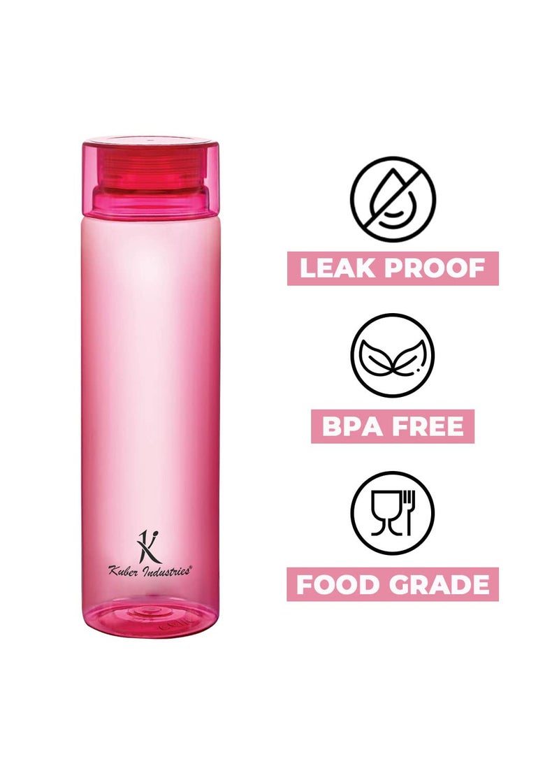 Kuber Industries Plastic Water Bottles -1 Litre Water Bottle | Break Proof, Multipurpose, BPA Free, Ideal for Fridge/Refrigerator | Red, Set of 4)