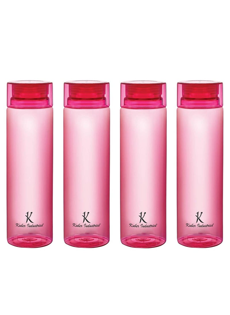 Kuber Industries Plastic Water Bottles -1 Litre Water Bottle | Break Proof, Multipurpose, BPA Free, Ideal for Fridge/Refrigerator | Red, Set of 4)