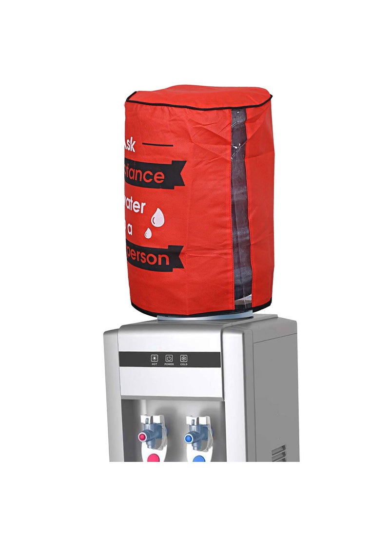 Kuber Industries Rexine 2 Pieces Water Dispenser Bottle Cover with Rexine Water Level Indication 20 Ltr (Red)-CTLTC15150