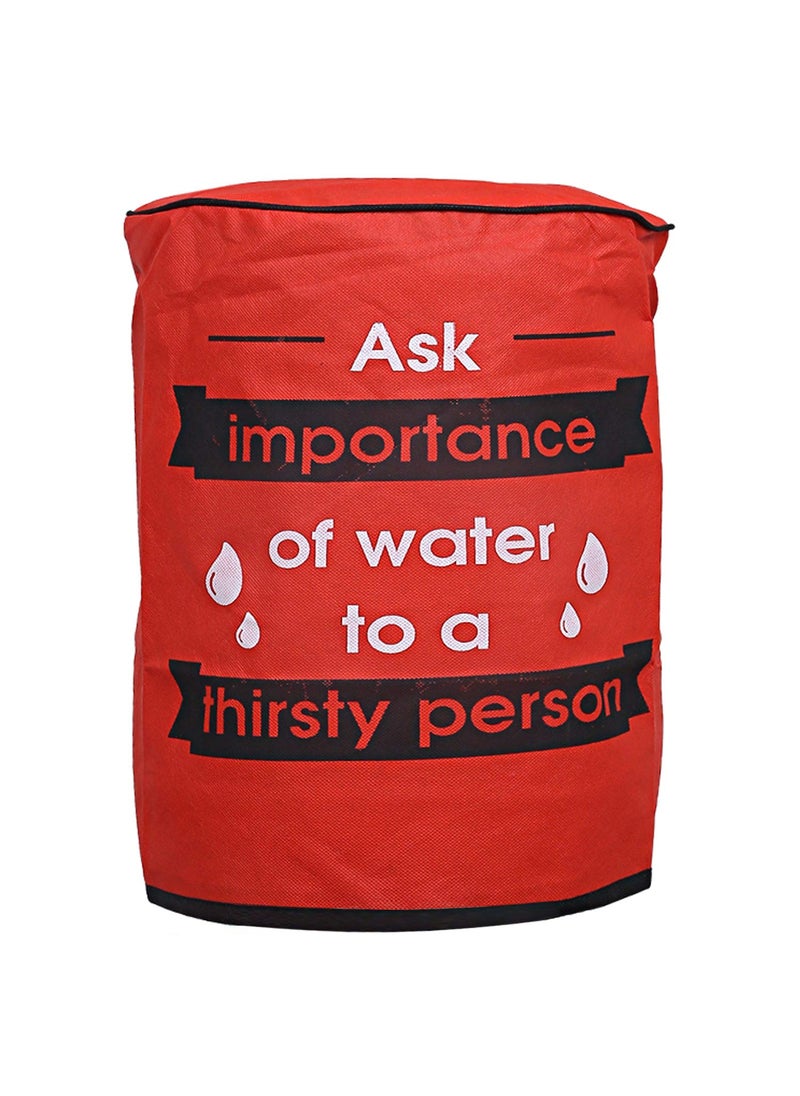 Kuber Industries Rexine 2 Pieces Water Dispenser Bottle Cover with Rexine Water Level Indication 20 Ltr (Red)-CTLTC15150