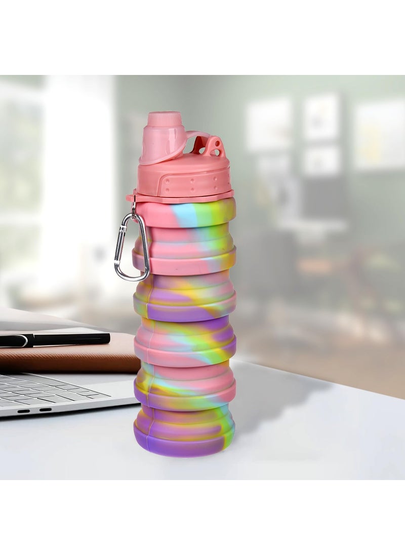 Kuber Industries Water Bottle | Silicone School Water Bottle | Expandable Water Bottle | Folding Water Bottle | Gym Water Bottle | Sports Water Bottle | 500 ML | Pink