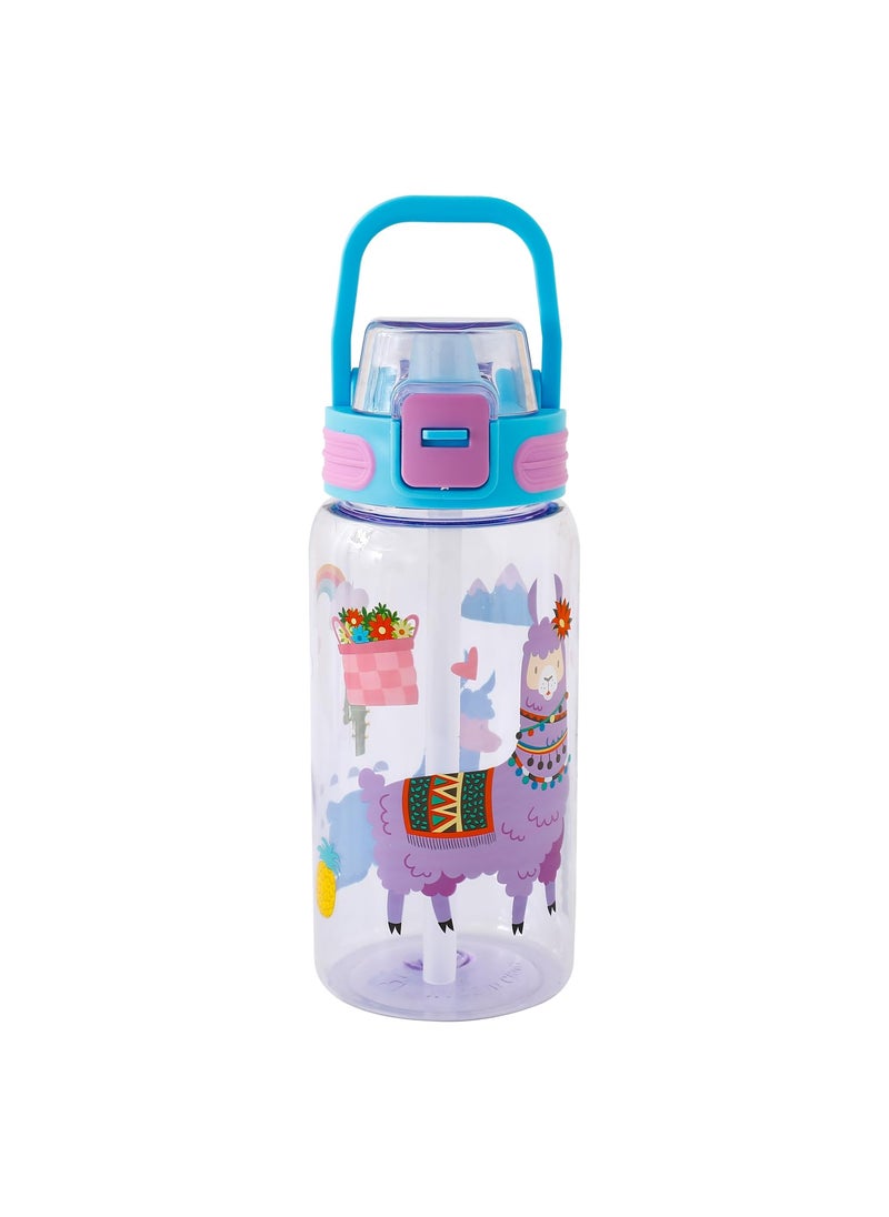 Kuber Industries Kids Water Bottle With Straw |Sipper Water Bottle For Kids Boys Girls| Water Bottle with Locking Flip Lid | 650 ml | Blue | SYZ-7782B