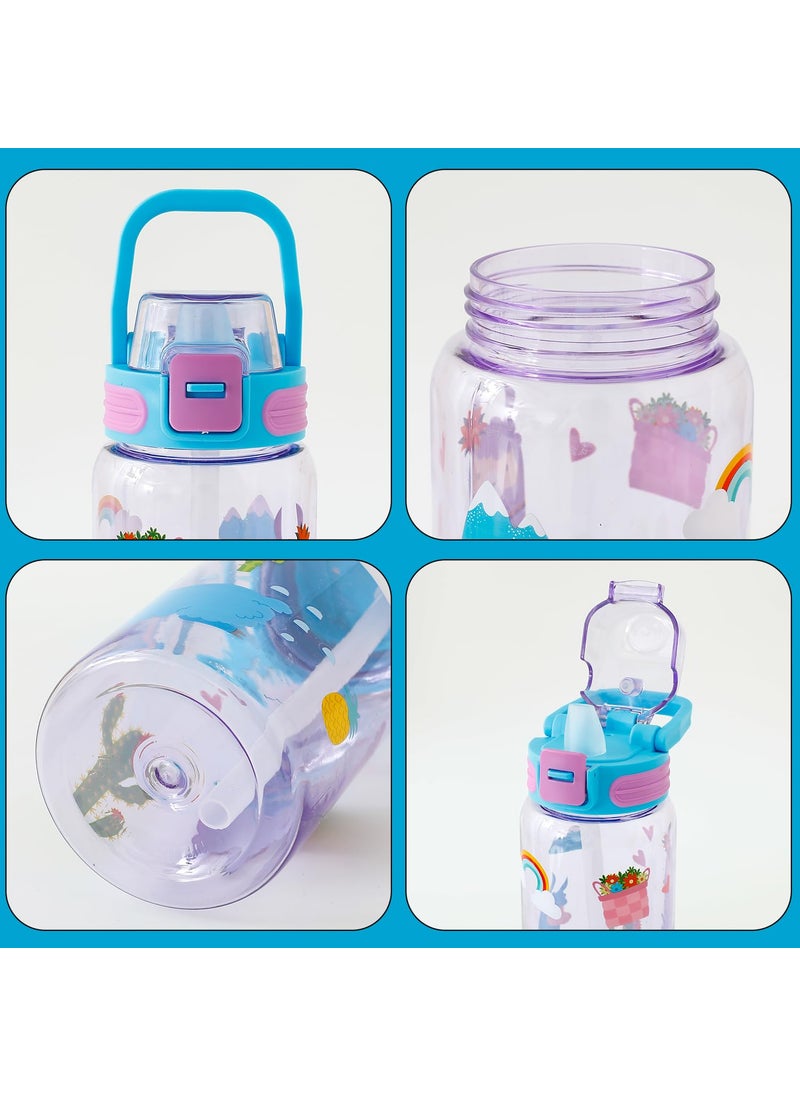 Kuber Industries Kids Water Bottle With Straw |Sipper Water Bottle For Kids Boys Girls| Water Bottle with Locking Flip Lid | 650 ml | Blue | SYZ-7782B