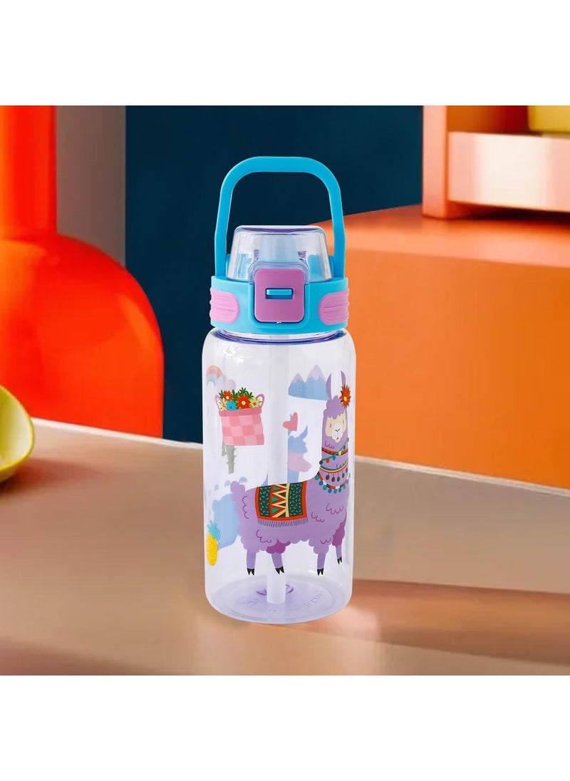 Kuber Industries Kids Water Bottle With Straw |Sipper Water Bottle For Kids Boys Girls| Water Bottle with Locking Flip Lid | 650 ml | Blue | SYZ-7782B