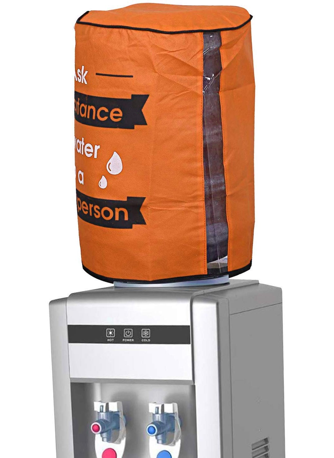 Kuber Industries Rexine Water Dispenser Bottle Cover with Water Level Indication 20 Litre (Orange) - CTKTC31276