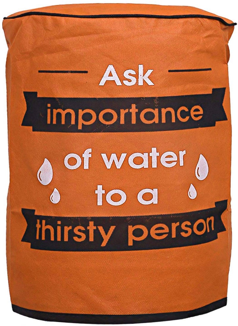 Kuber Industries Rexine Water Dispenser Bottle Cover with Water Level Indication 20 Litre (Orange) - CTKTC31276