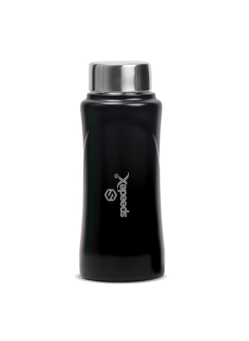 Speedex Water Bottle 500 ML, Black, Stainless Steel, 500ml Screw Cap Bottles for Girls, Boys, Adults & Kids, Gym, Sports, Fridge Use, Perfect for School & Office - Single Bottle Set