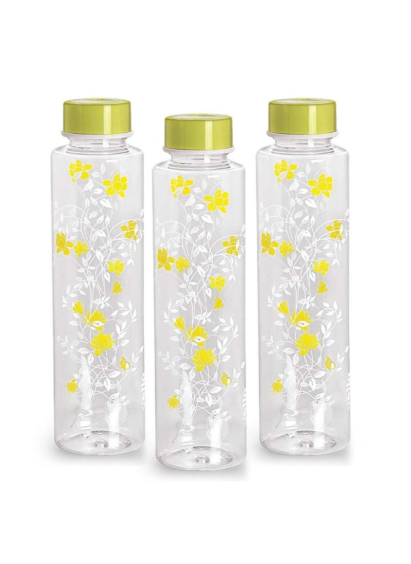 Cello Tulip PET Fridge Bottle Set, 1 Litre, Set of 3 (Green)