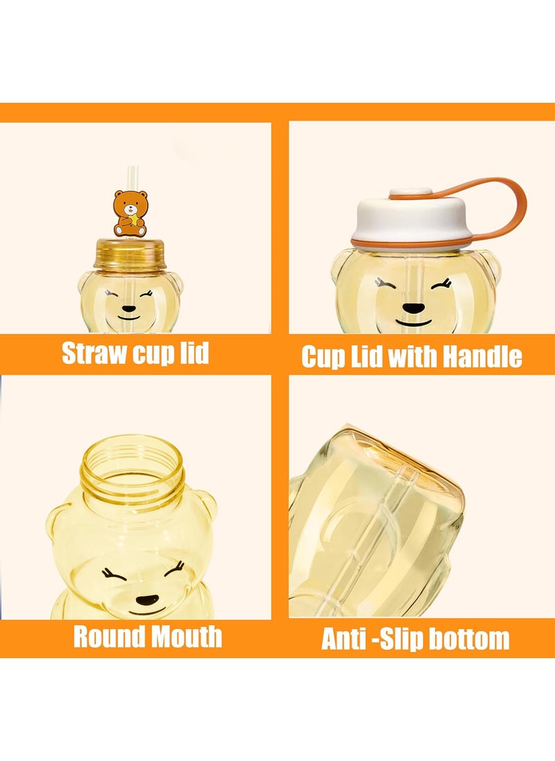 FunBlast School Water Bottle - Cartoon Design Water Bottle with Straw and Lock Cap for School Going Kids, Anti-Leak Cartoon Kids Water Bottle - 430 ML (Brown)