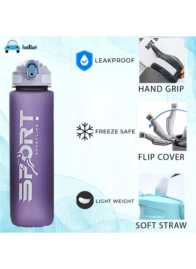 FunBlast Unbreakable Water Bottle, Leakproof Durable BPA-free Non-Toxic Water Bottle, Bottle for Office, Sports, School, Gym, Yoga (1000 ML)
